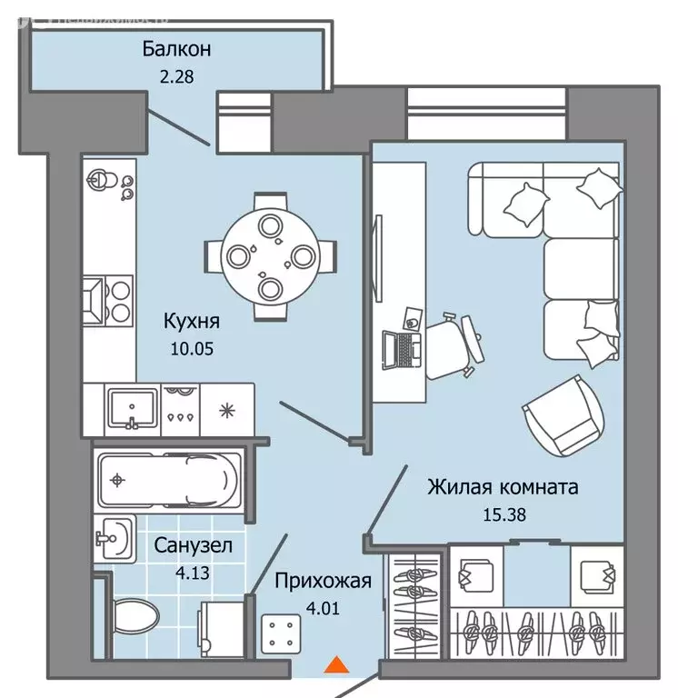 1-комнатная квартира: Пермь, улица Дзержинского, 35А (34 м) - Фото 2