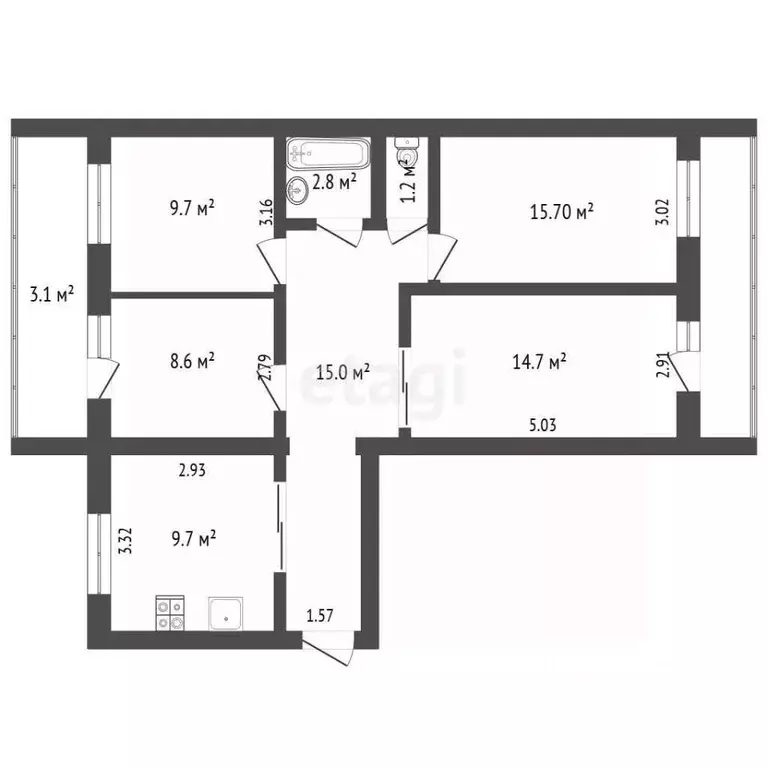 4-к кв. Башкортостан, Стерлитамак 23 Мая ул., 59 (76.0 м) - Фото 2