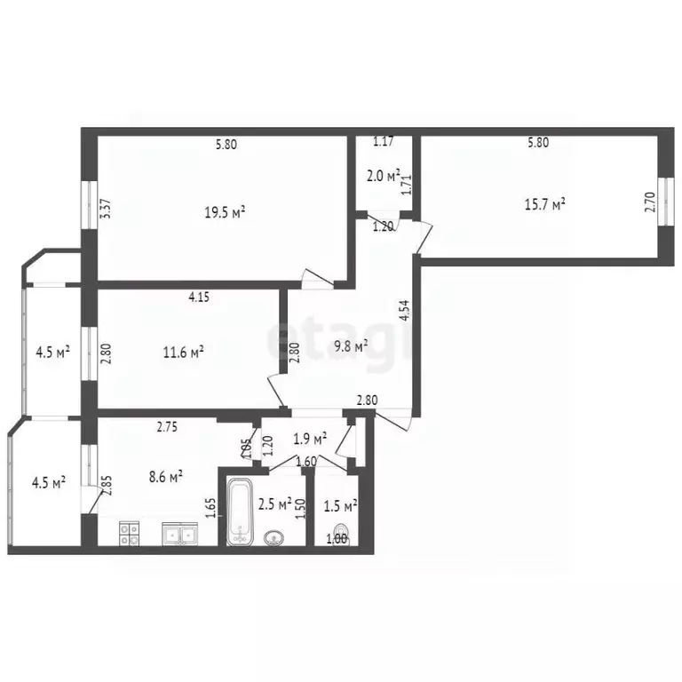 3-к кв. Саха (Якутия), Якутск Птицефабрика мкр, 11 (73.5 м) - Фото 2