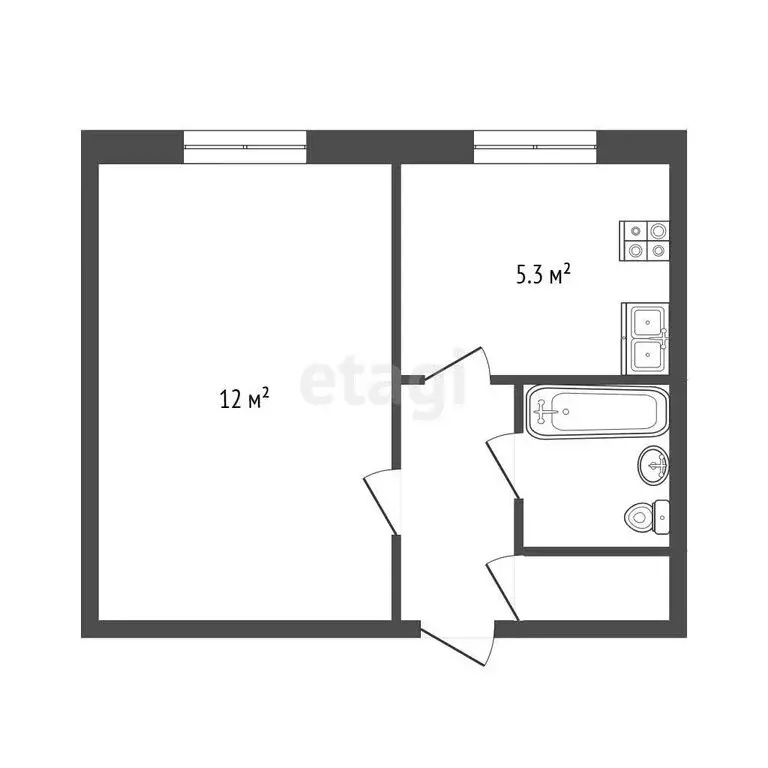1к в -комнатной квартире (12 м) - Фото 1