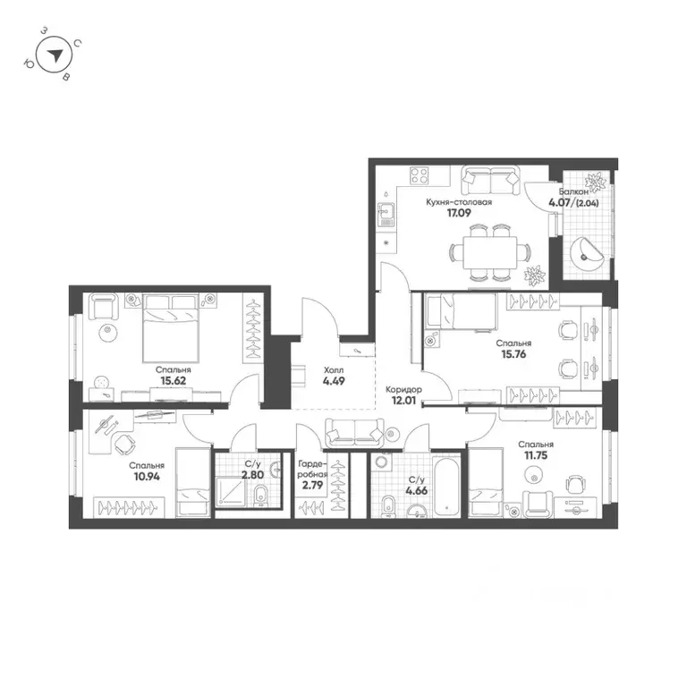 4-к кв. Свердловская область, Екатеринбург Солнечный жилрайон,  (100.0 ... - Фото 1