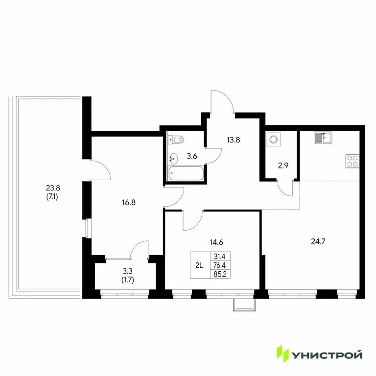 2-комнатная квартира: Екатеринбург, жилой район Вторчермет (85.2 м) - Фото 0