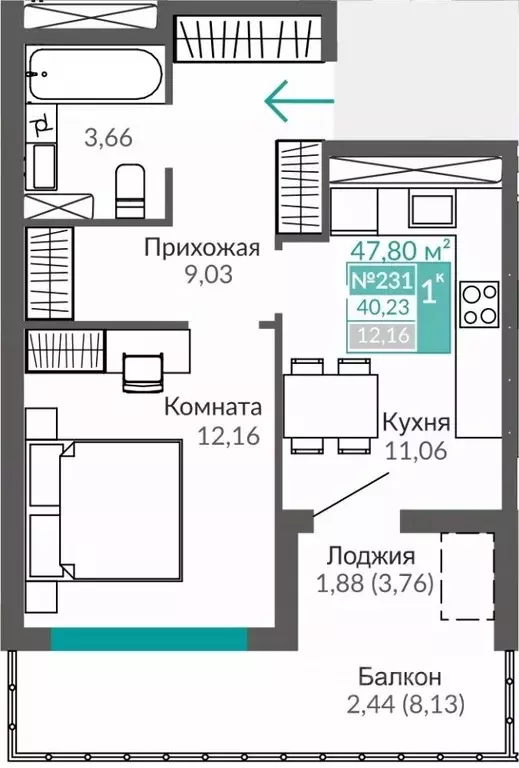 1-к кв. Крым, Симферополь Крымская роза мкр,  (40.23 м) - Фото 0