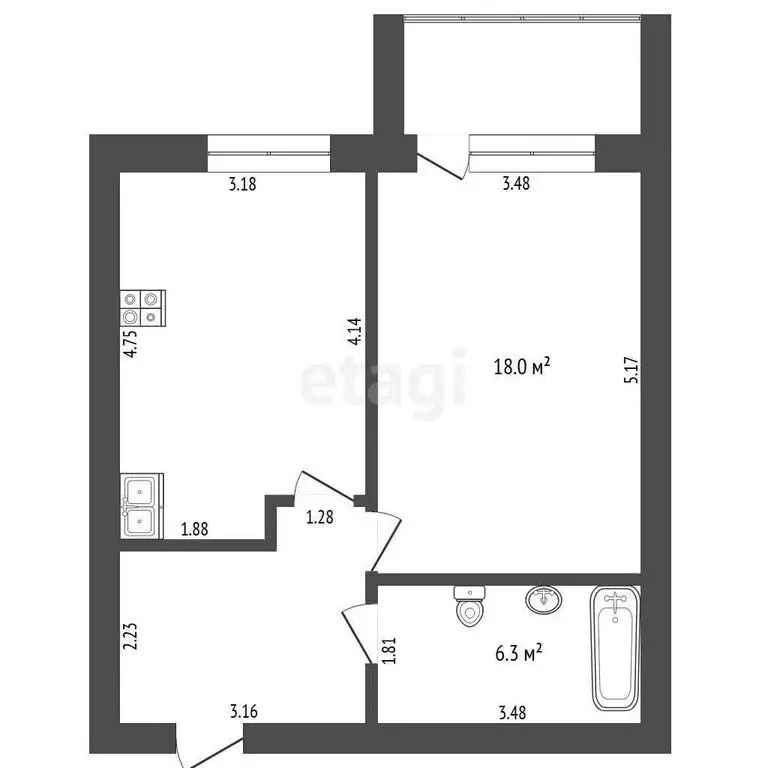 1-комнатная квартира: Тюменский муниципальный округ, рабочий посёлок ... - Фото 1