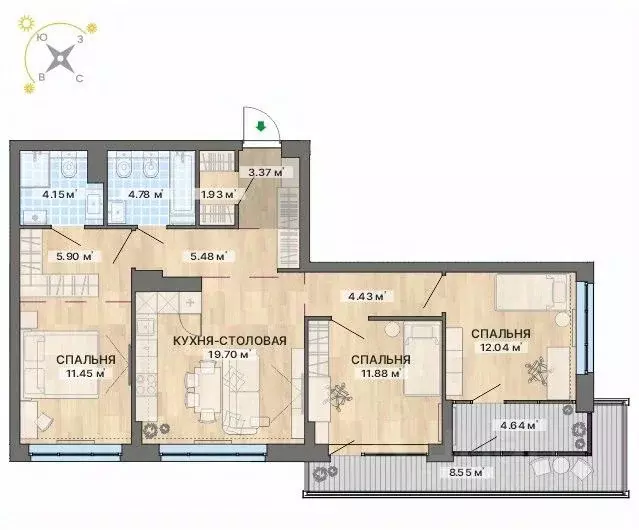 3-к кв. Свердловская область, Екатеринбург пер. Ударников, 33 (98.3 м) - Фото 1