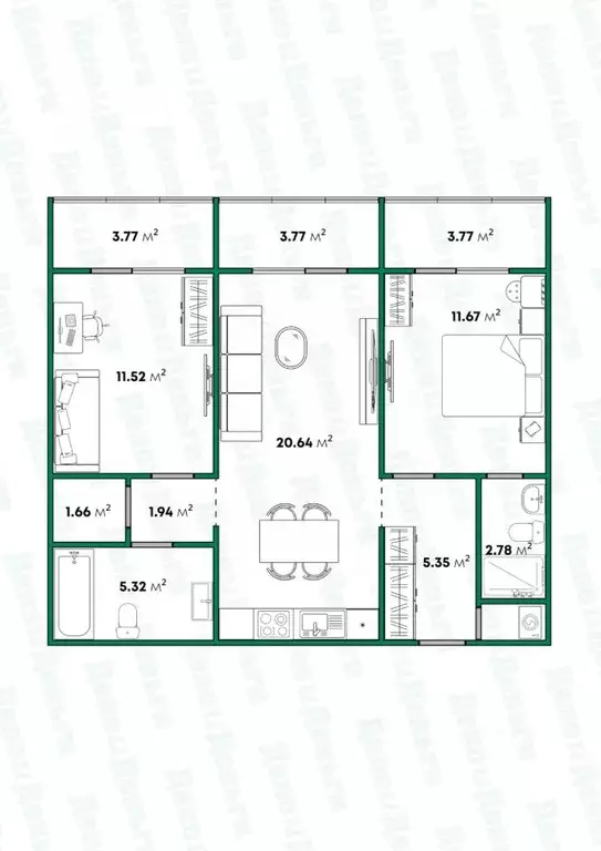 2-к кв. Кировская область, Киров Московская ул., 213 (61.8 м) - Фото 2