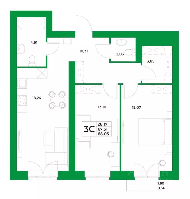 2-к кв. Башкортостан, Уфимский район, Зубовский сельсовет, с. Зубово ... - Фото 1