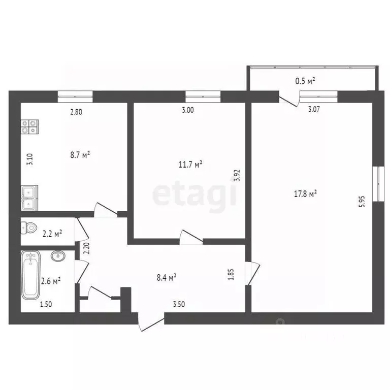 2-к кв. Крым, Красногвардейский район, Октябрьское пгт ул. Кондрашина ... - Фото 2