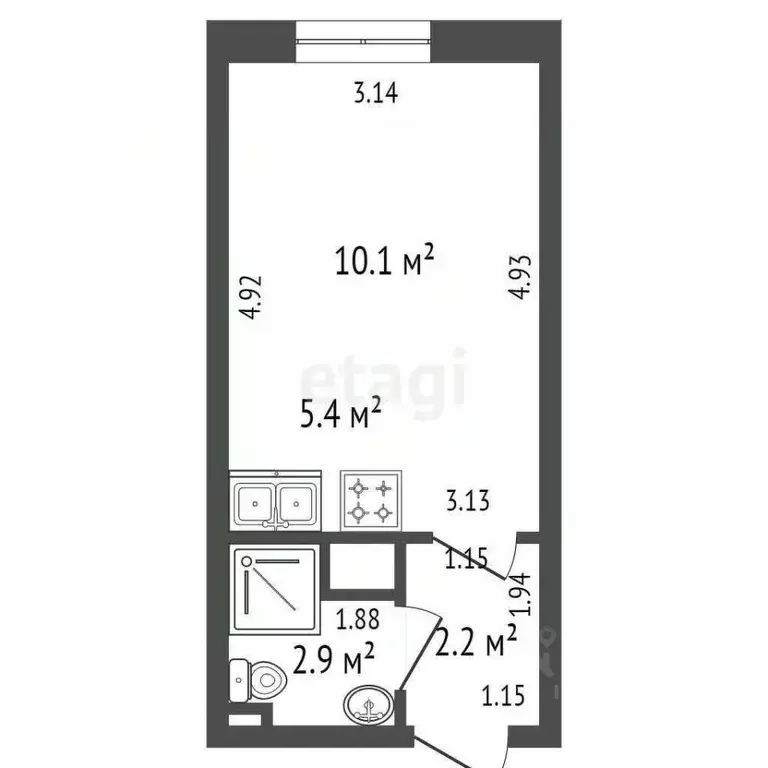 Студия Санкт-Петербург ул. Пейзажная, 24к3 (20.6 м) - Фото 1