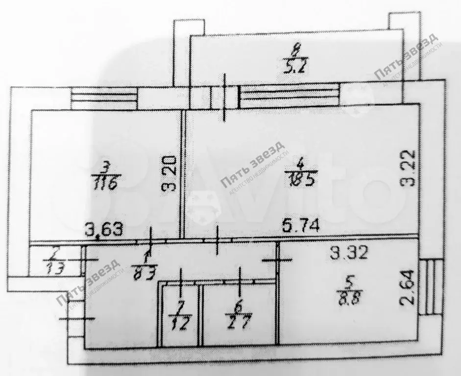 2-к. квартира, 57 м, 4/9 эт. - Фото 0