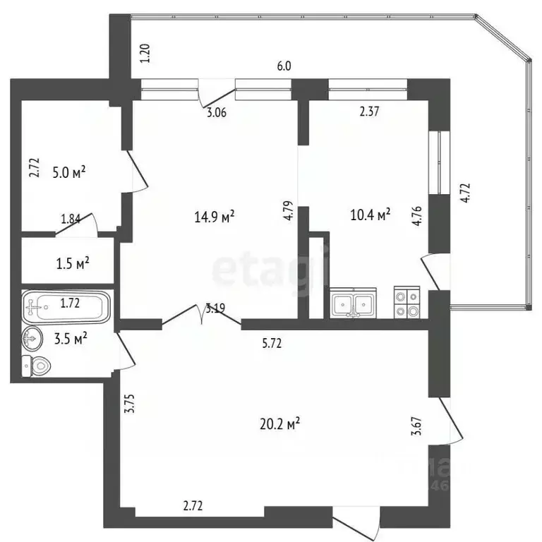 2-к кв. Крым, Ялта муниципальный округ, Восход пгт ул. Авроры, 52 ... - Фото 1