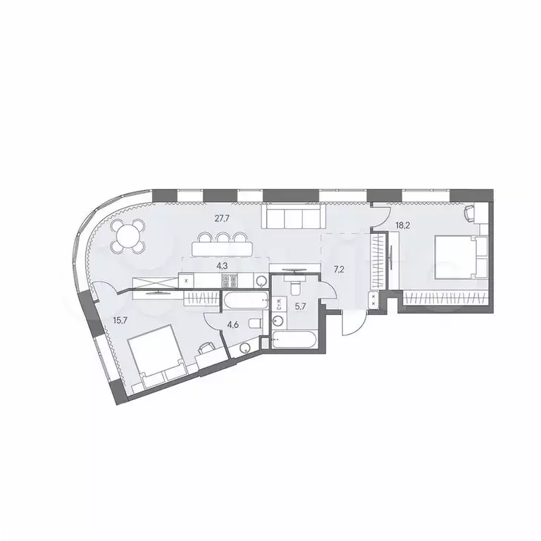 3-к. квартира, 83,4 м, 24/31 эт. - Фото 0