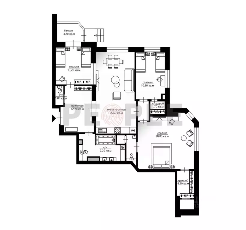 4-к кв. Москва Ломоносовский просп., 25к1 (104.2 м) - Фото 2