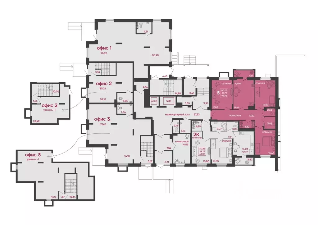 3-к кв. Пензенская область, Пенза ул. Богданова, 34 (98.86 м) - Фото 2