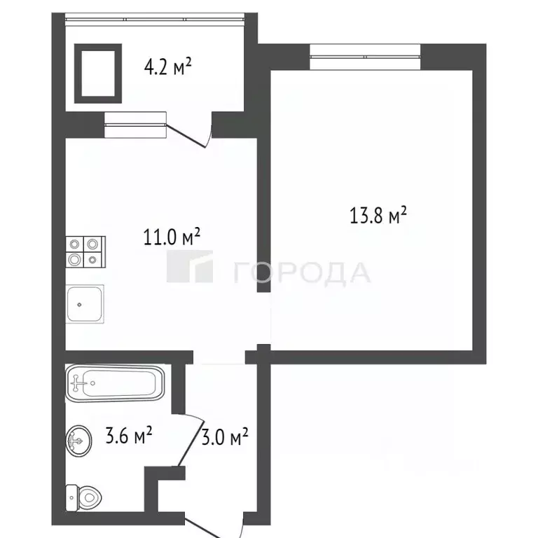 1-к кв. Алтайский край, Барнаул ул. Советской Армии, 75 (35.6 м) - Фото 1