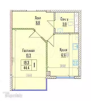 1-к. квартира, 45 м, 3/10 эт. - Фото 0