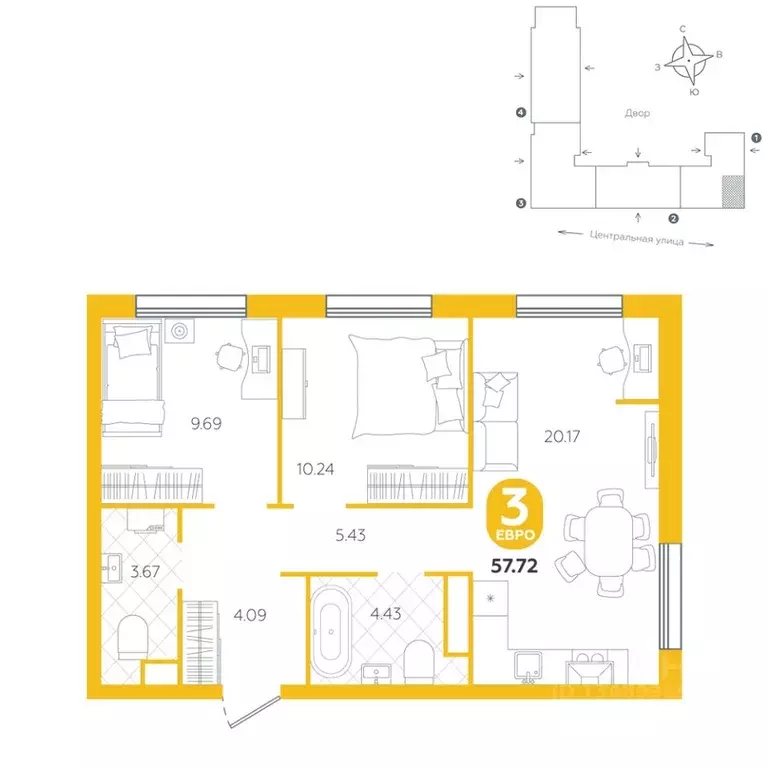 3-к кв. Тюменская область, Тюменский район, с. Горьковка Центральная ... - Фото 0