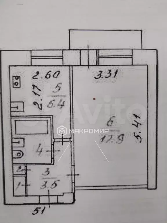 1-к. квартира, 31 м, 4/5 эт. - Фото 0