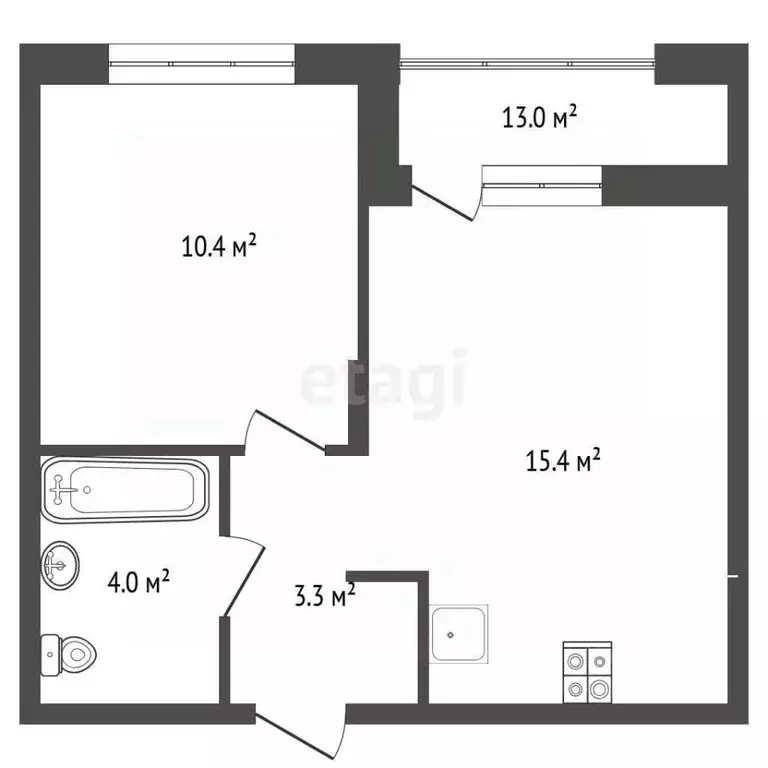 1-к кв. Тюменская область, Тюмень ул. Виктора Тимофеева, 3 (36.1 м) - Фото 2