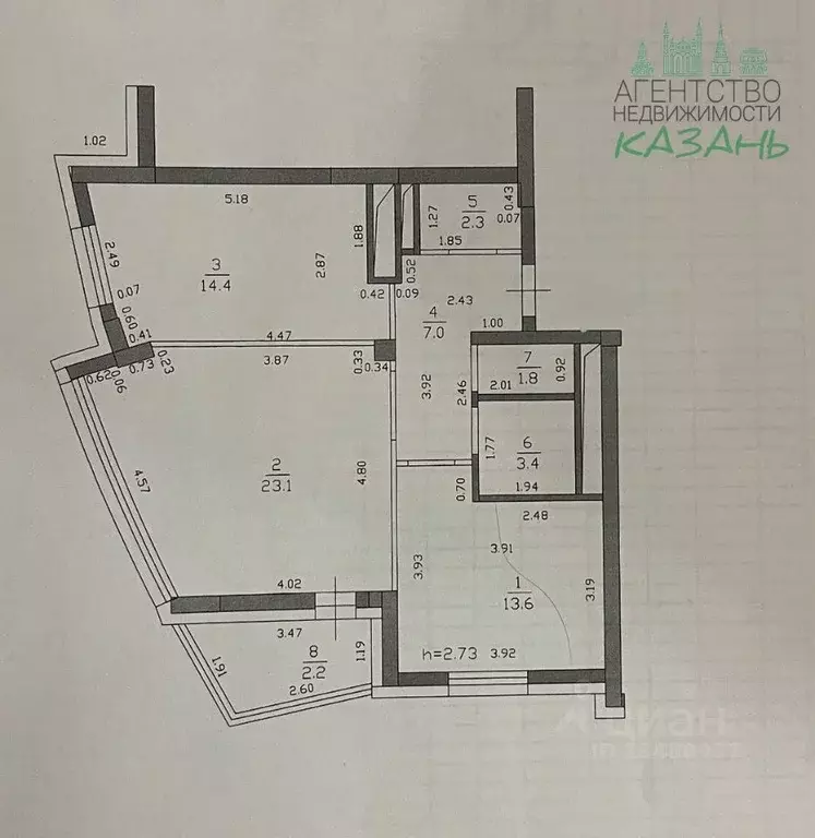 2-к кв. Татарстан, Казань просп. Победы, 46Б (65.6 м) - Фото 2