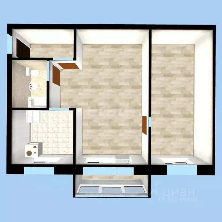 2-к кв. Башкортостан, Уфа Вологодская ул., 52 (44.6 м) - Фото 2