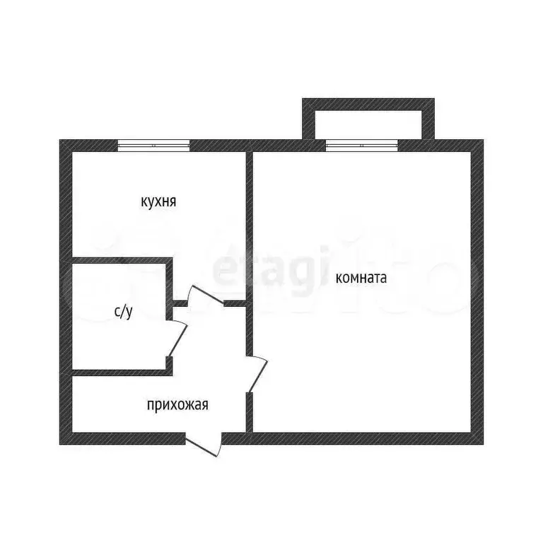 1-к. квартира, 30,9 м, 4/6 эт. - Фото 0