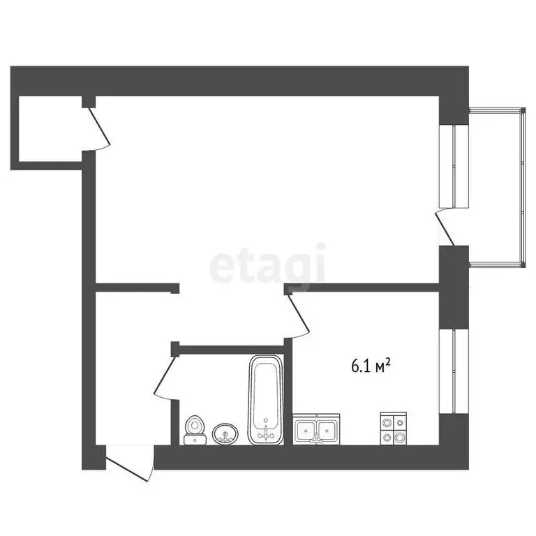 1-комнатная квартира: Новокузнецк, проспект Строителей, 23 (32 м) - Фото 1