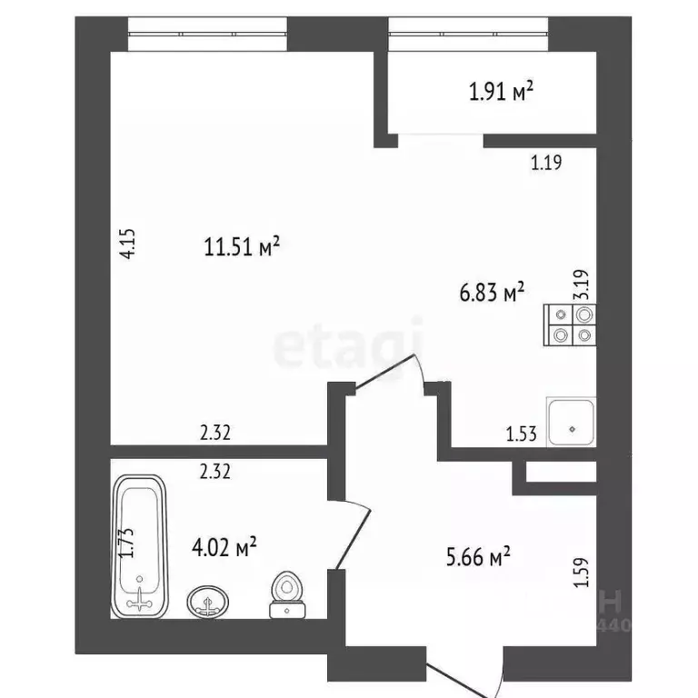 Студия Тюменская область, Тюмень Рощино мкр, ул. Александра ... - Фото 1