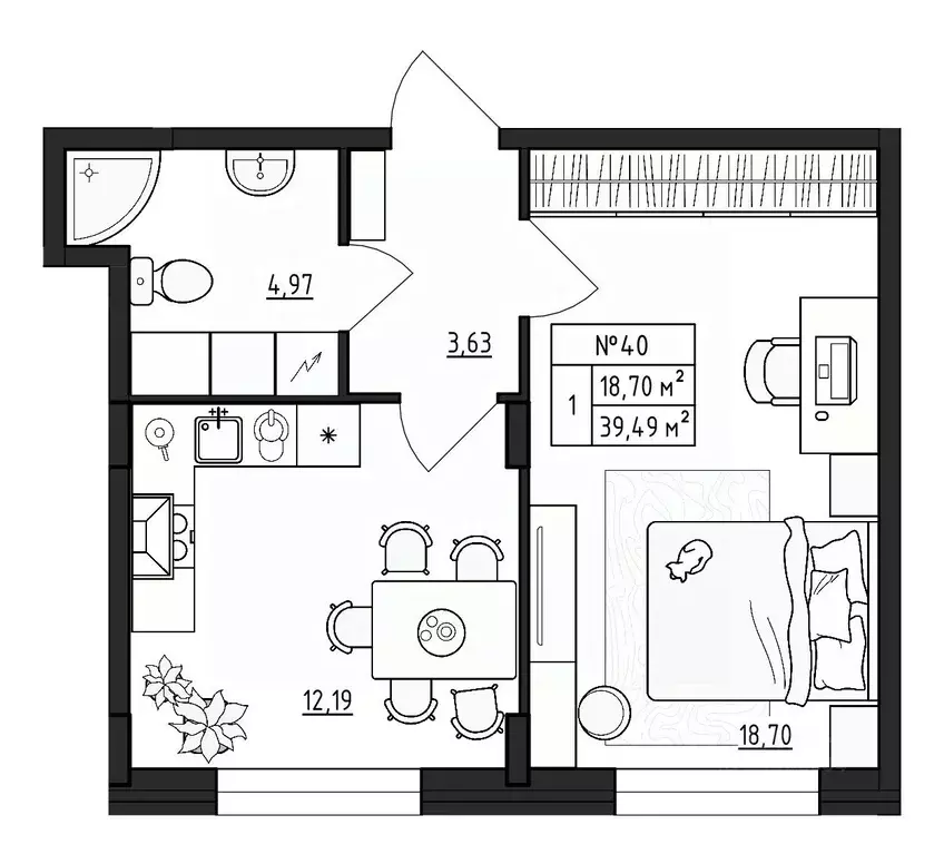 1-к кв. Ленинградская область, Гатчинский муниципальный округ, д. ... - Фото 1