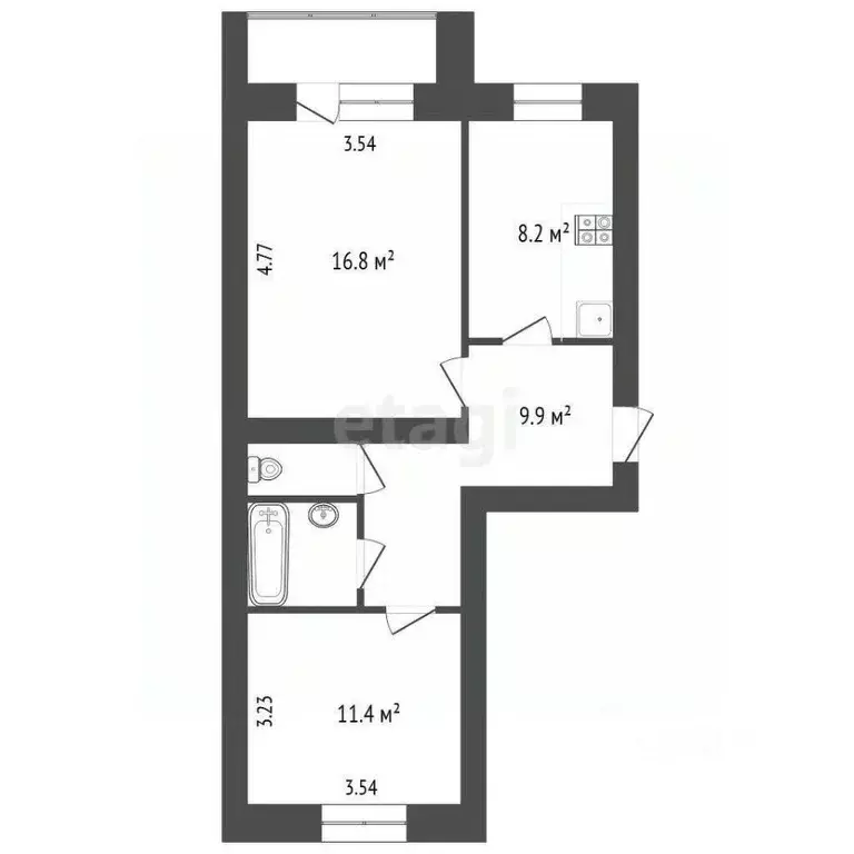 2-к кв. Вологодская область, Вологда Ленинградская ул., 140А (50.3 м) - Фото 1
