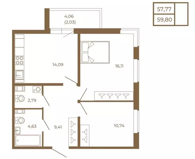 2-комнатная квартира: Сертолово, ЖК Новая История (59.8 м) - Фото 1