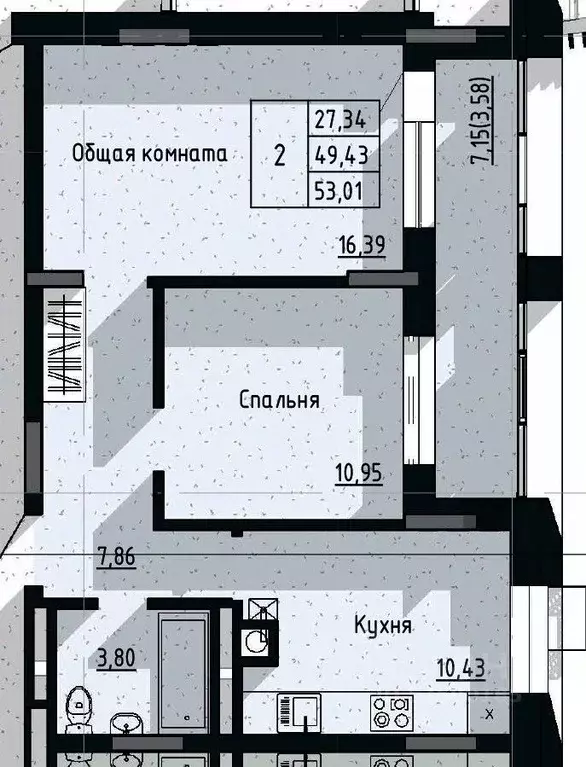 2-к кв. Саха (Якутия), Якутск пос. Геологов,  (53.01 м) - Фото 0