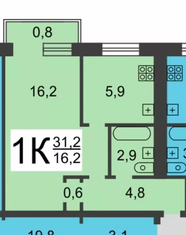 1-комнатная квартира: Нижний Новгород, улица Козицкого, 1к1 (31.3 м) - Фото 0