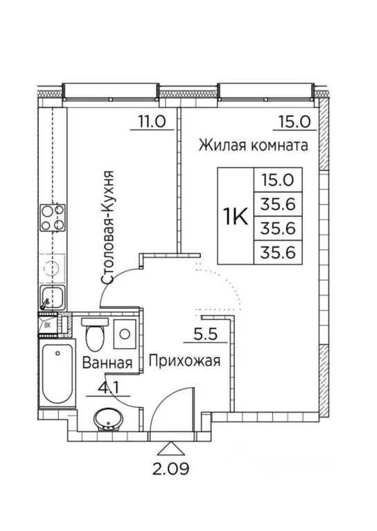 1-к кв. Приморский край, Владивосток ул. Расула Гамзатова, 7к3 (35.6 ... - Фото 0