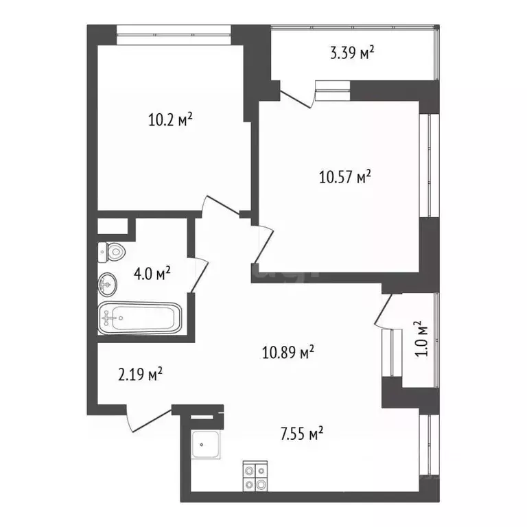 2-к кв. Тюменская область, Тюмень Комбинатская ул., 16к1 (45.8 м) - Фото 2