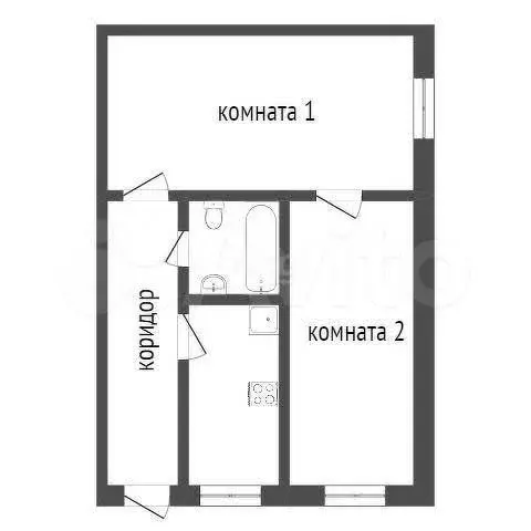 2-к. квартира, 38,6 м, 1/1 эт. - Фото 0