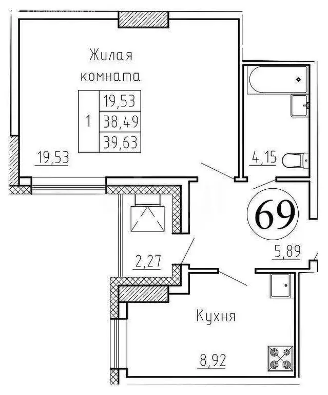1-комнатная квартира: Якутск, улица Строителей, 3 (39.75 м) - Фото 0