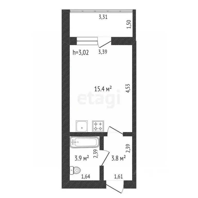 Студия Амурская область, Благовещенск Игнатьевское ш., 14/10 (23.1 м) - Фото 1
