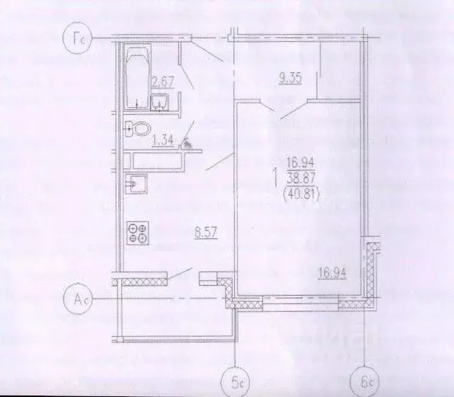 1-к кв. Архангельская область, Северодвинск Октябрьская ул., 61 (39.0 ... - Фото 1