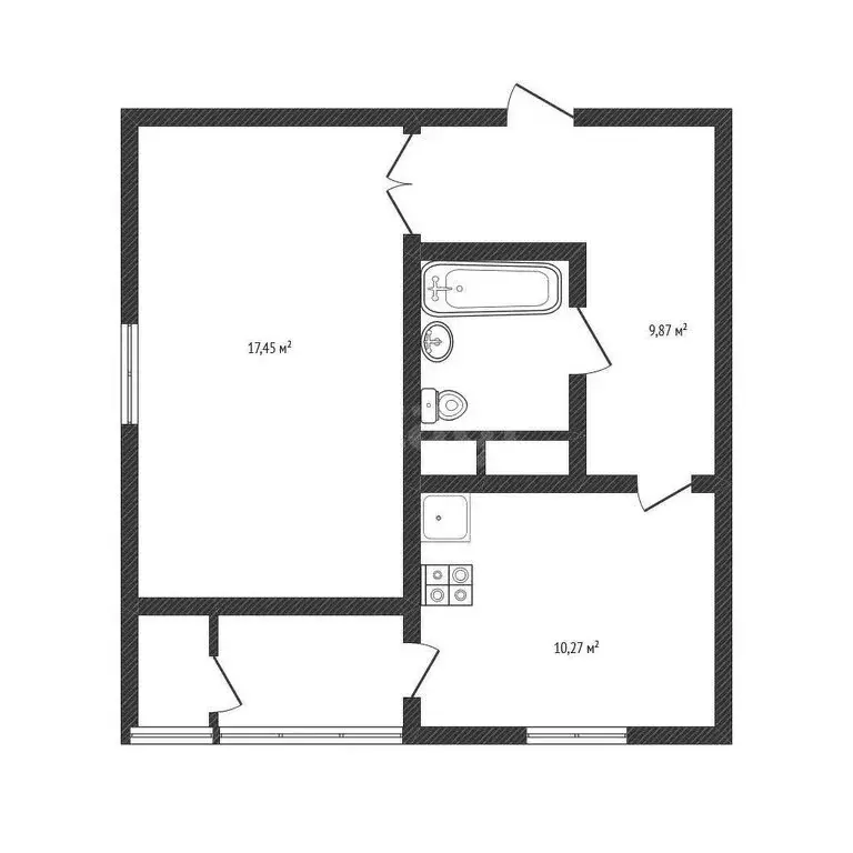 1-комнатная квартира: Белгород, улица Костюкова, 11В (46 м) - Фото 1