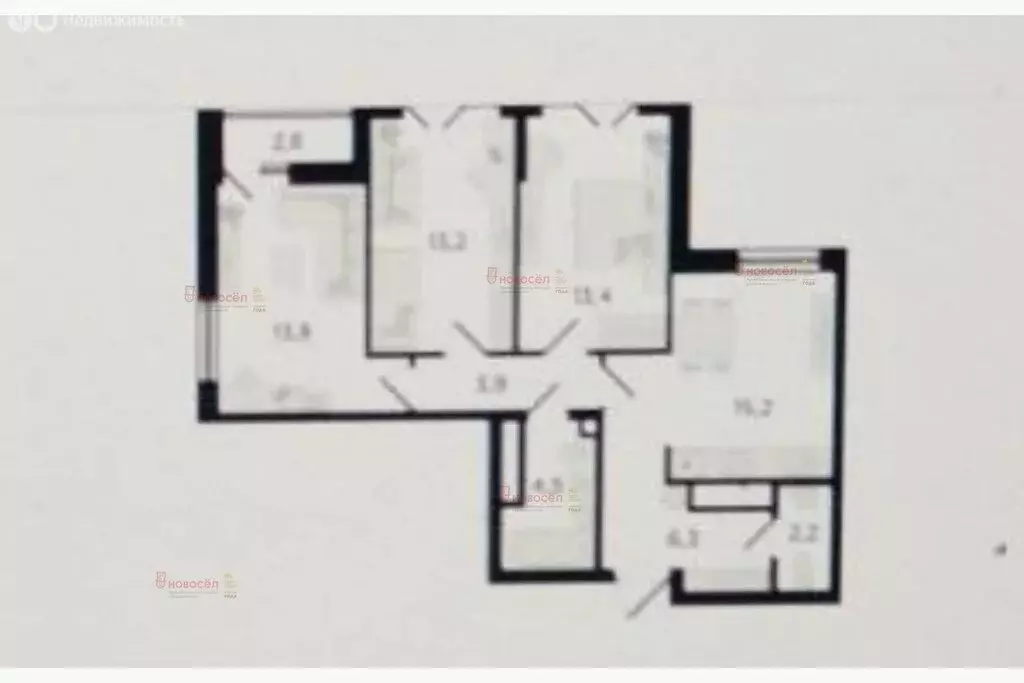 3к в -комнатной квартире (13.333333 м) - Фото 1
