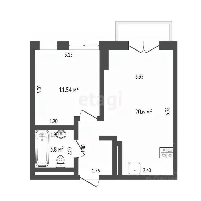 1-к кв. Тюменская область, Тюмень ул. Газовиков, 38к2 (39.0 м) - Фото 1