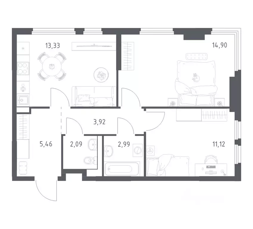 2-к кв. Московская область, Ленинский городской округ, Мисайлово пгт, ... - Фото 1