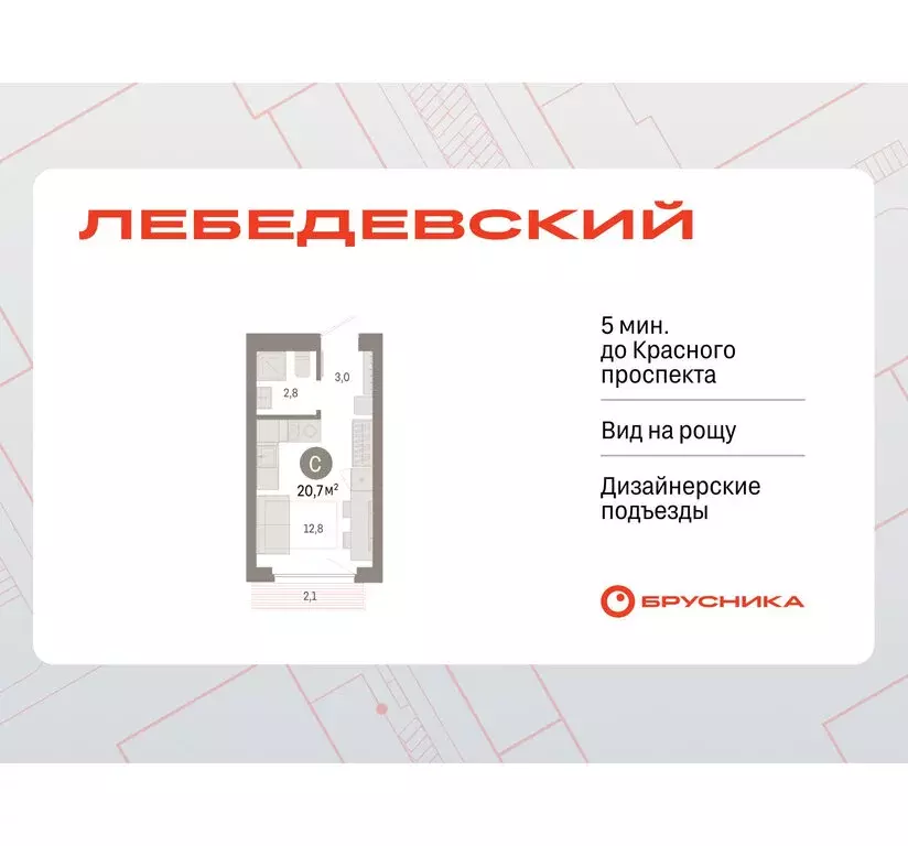 Квартира-студия: Новосибирск, квартал Лебедевский, 1/3 (20.7 м) - Фото 0