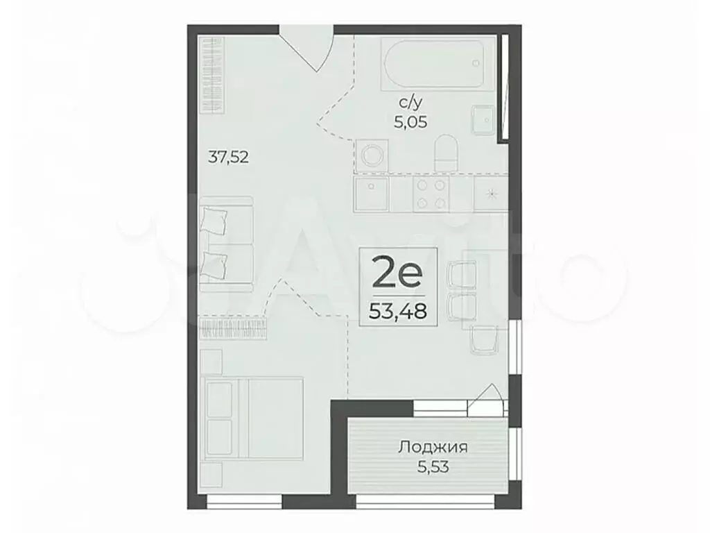 Квартира-студия, 53,5 м, 10/15 эт. - Фото 0