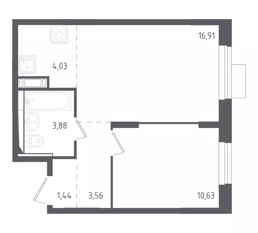 1-комнатная квартира: деревня Юрлово, к1/2 (40.4 м) - Фото 1