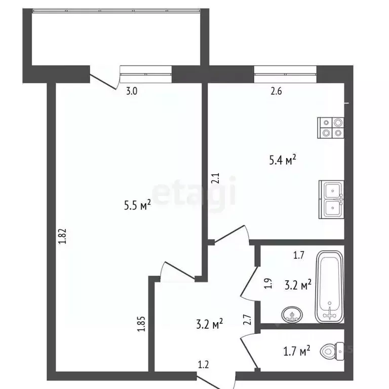 1-к кв. Нижегородская область, Балахна Лесопильная ул., 4 (26.6 м) - Фото 2