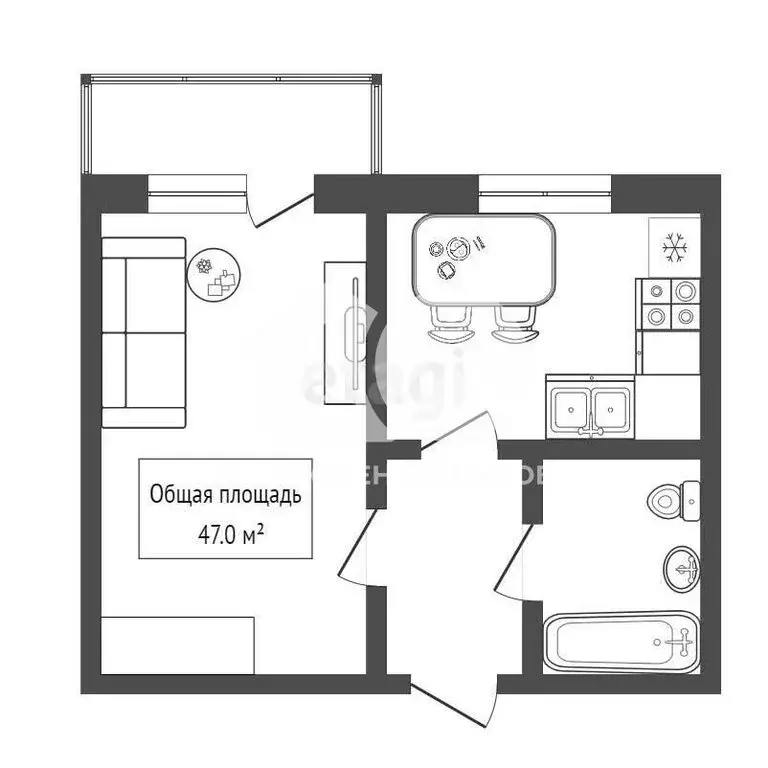 1-комнатная квартира: Новосибирск, Фабричная улица, 65 (47 м) - Фото 0