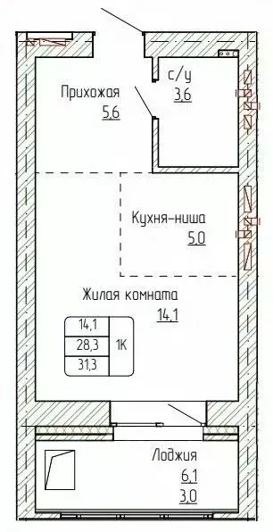 1-к кв. Алтайский край, Новоалтайск ул. Титова, 6 (31.3 м) - Фото 0