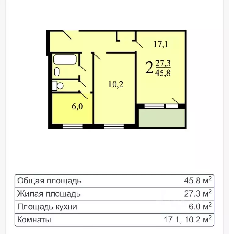 2-к кв. Москва Чертановская ул., 37 (45.0 м) - Фото 1